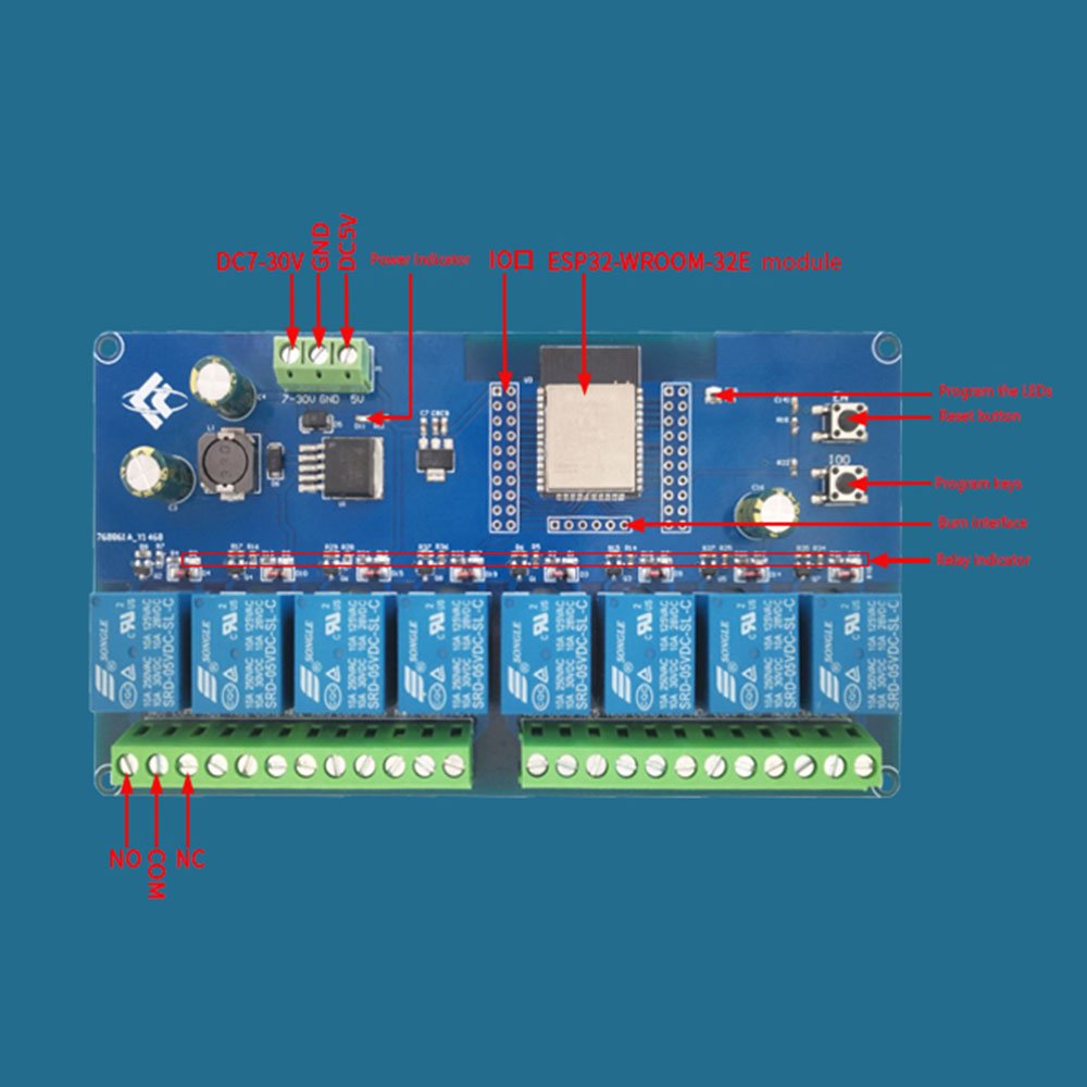 Cent Smart Home Second Development DC5-30V Wifi 8 Channel Relay Board ESP32 8CH Relay Switch ESP32-WROOM ESP32 Relay Module