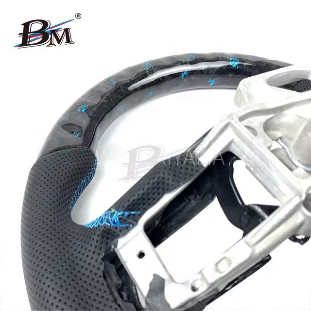 BM Light Blue Forged Carbon Fiber For Mustang Accessories Ford Steering Wheel Interior Accessories For Cars 2015 2016 2017