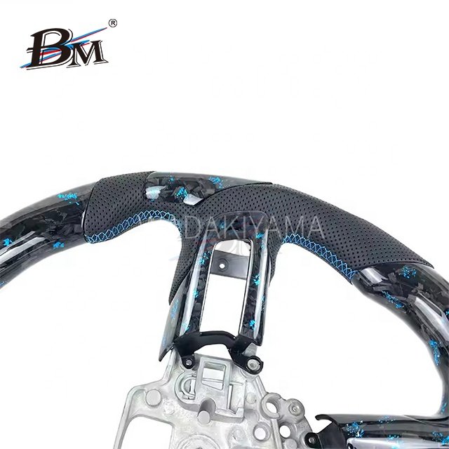 BM Light Blue Forged Carbon Fiber For Mustang Accessories Ford Steering Wheel Interior Accessories For Cars 2015 2016 2017