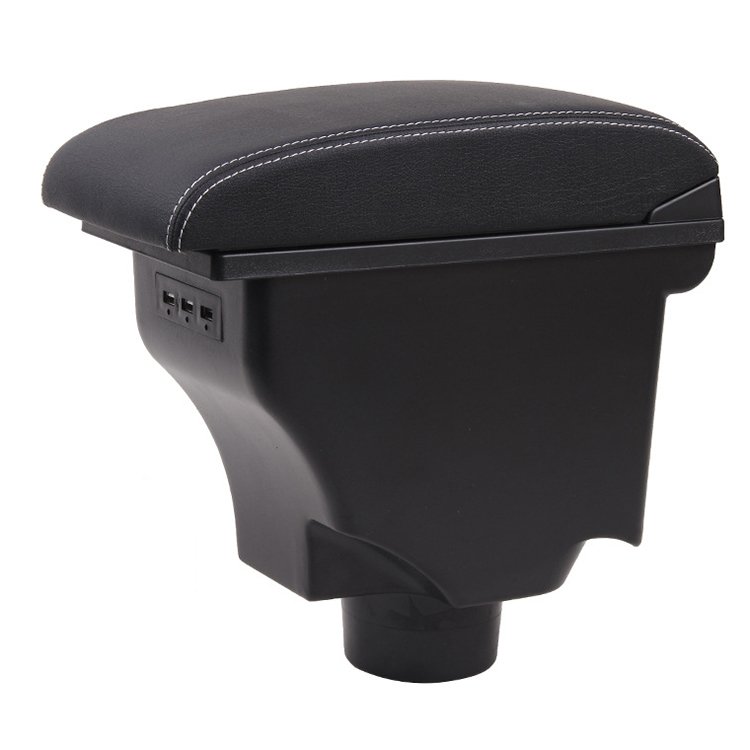 Double Layer Armrest Box Car Interior Storage Center Console with 3 USB Port Black
