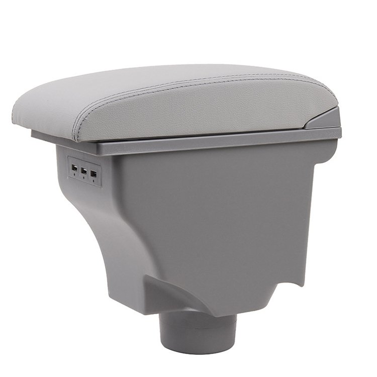 Double Layer Armrest Box Car Interior Storage Center Console with 3 USB Port Black