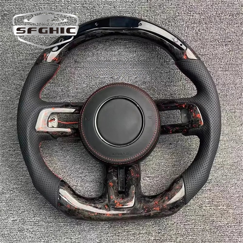 Factory Direct Sales Car Steering Wheel Car Accessories For Ford Mustang 2018 - 2022 LED Carbon Fiber Turning Steering Wheel