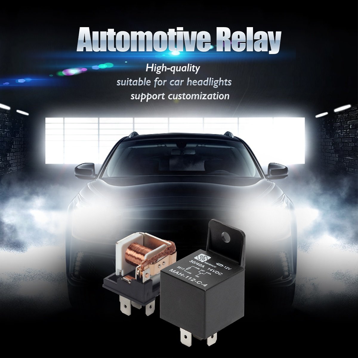 MEISHUO MAH-124-C-4 24v Relay 5pin Auto Relay for Headlamp Control and Car Battery Circuit Breaker