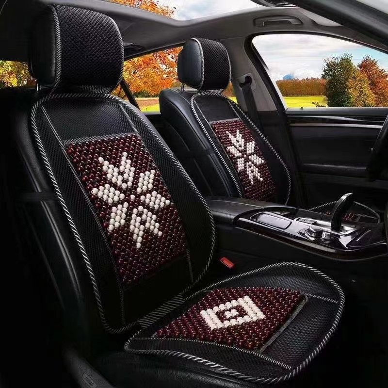 Universal Four Seasons Easy to Clean Polyester + Steel Wire + Wood Beads Car Seat Cover With Pattern Design