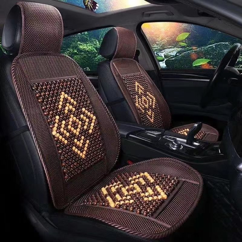 Universal Four Seasons Easy to Clean Polyester + Steel Wire + Wood Beads Car Seat Cover With Pattern Design