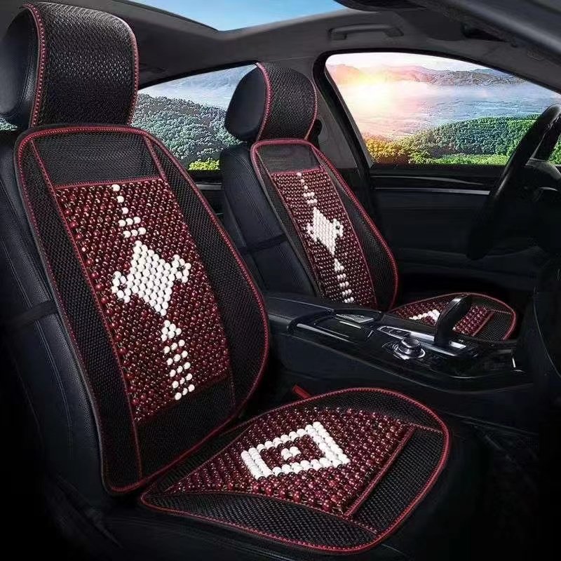 Universal Four Seasons Easy to Clean Polyester + Steel Wire + Wood Beads Car Seat Cover With Pattern Design