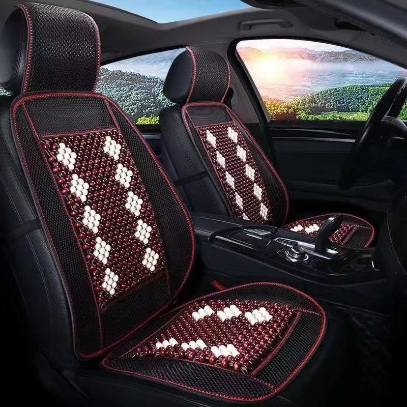 Universal Four Seasons Easy to Clean Polyester + Steel Wire + Wood Beads Car Seat Cover With Pattern Design