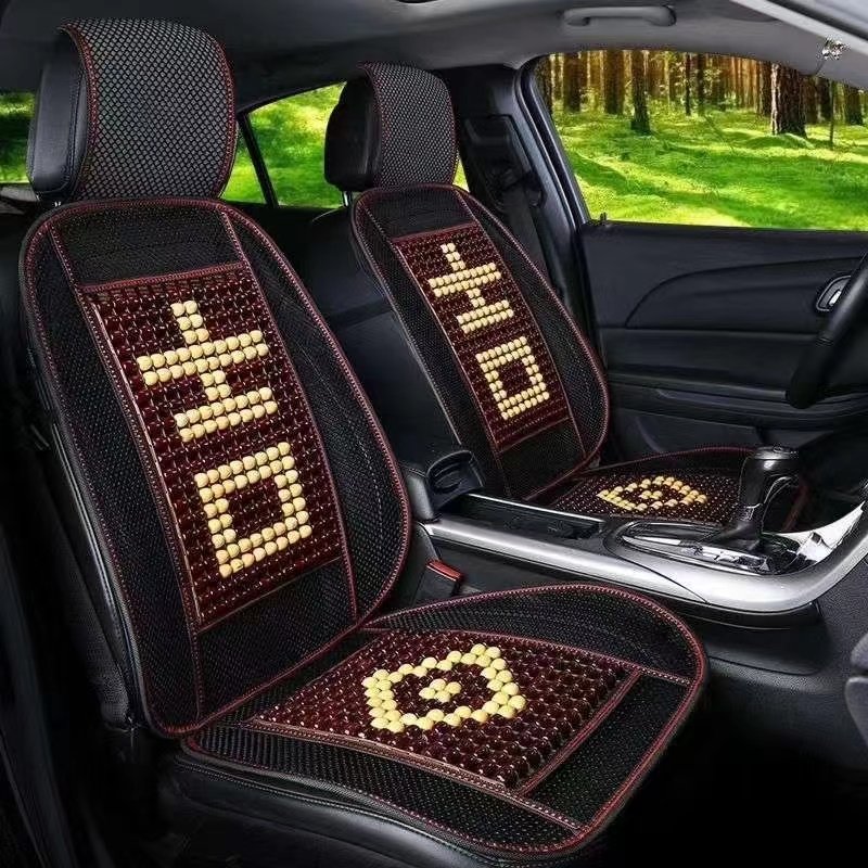 Universal Four Seasons Easy to Clean Polyester + Steel Wire + Wood Beads Car Seat Cover With Pattern Design