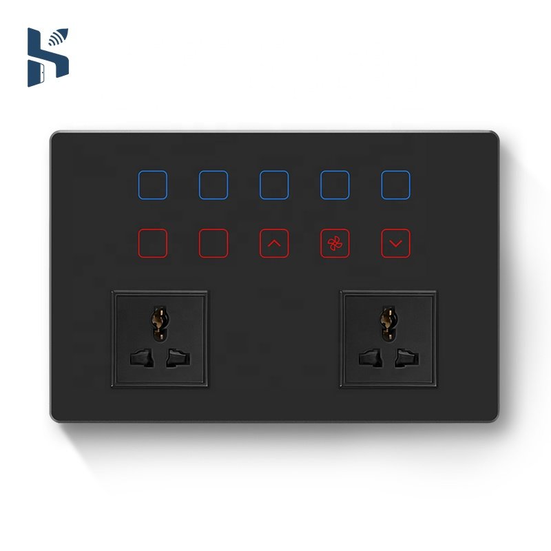 12M Glass Touch Switch ZigBee Indian Standard Light Controller Curtain Fan Combination Switch Socket Tuya Smart
