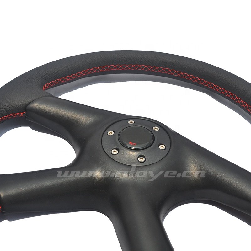 14 inch Genuine Leather Flat 4-spokes Car Steering Wheel