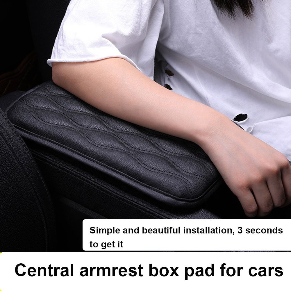 Car Pu Leather Arm Rest Pad Auto Center Console Box Arm Rest Pad Mat Cushion Striped Cover Vehicle Protective Styling