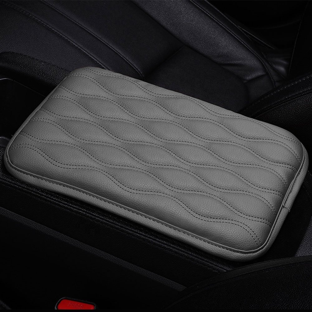 Car Pu Leather Arm Rest Pad Auto Center Console Box Arm Rest Pad Mat Cushion Striped Cover Vehicle Protective Styling
