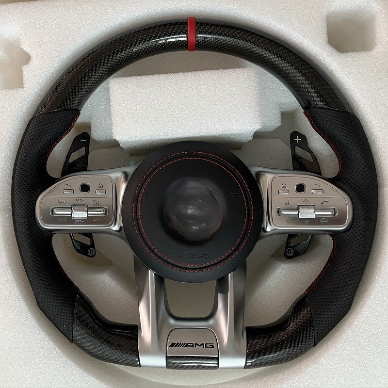 Benz Mercedes-Benz Full Range Sports Design Leather Steering Wheel Carbon Fiber Mahogany with CLA C-Class Fit