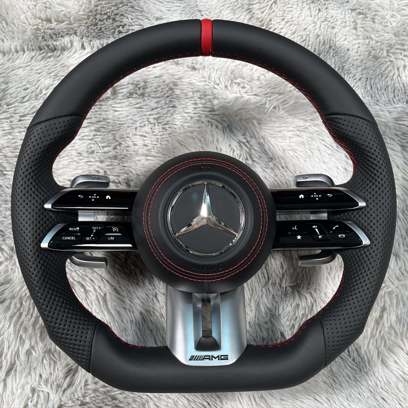 Benz Mercedes-Benz Full Range Sports Design Leather Steering Wheel Carbon Fiber Mahogany with CLA C-Class Fit