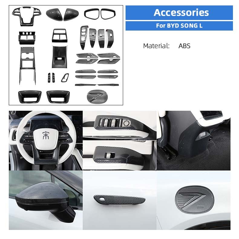 Interior Accessories for BYD Song L Foot Mats Trunk Mats Storage Box Door Sill Guard ABS Carbon Fiber Interior Accessory