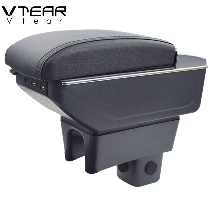 Vtear for Maruti Suzuki Baleno Sigma Armrest Leather USB Interface Storage Box Red Thread Car-styling ABS Arm Rest Accessories