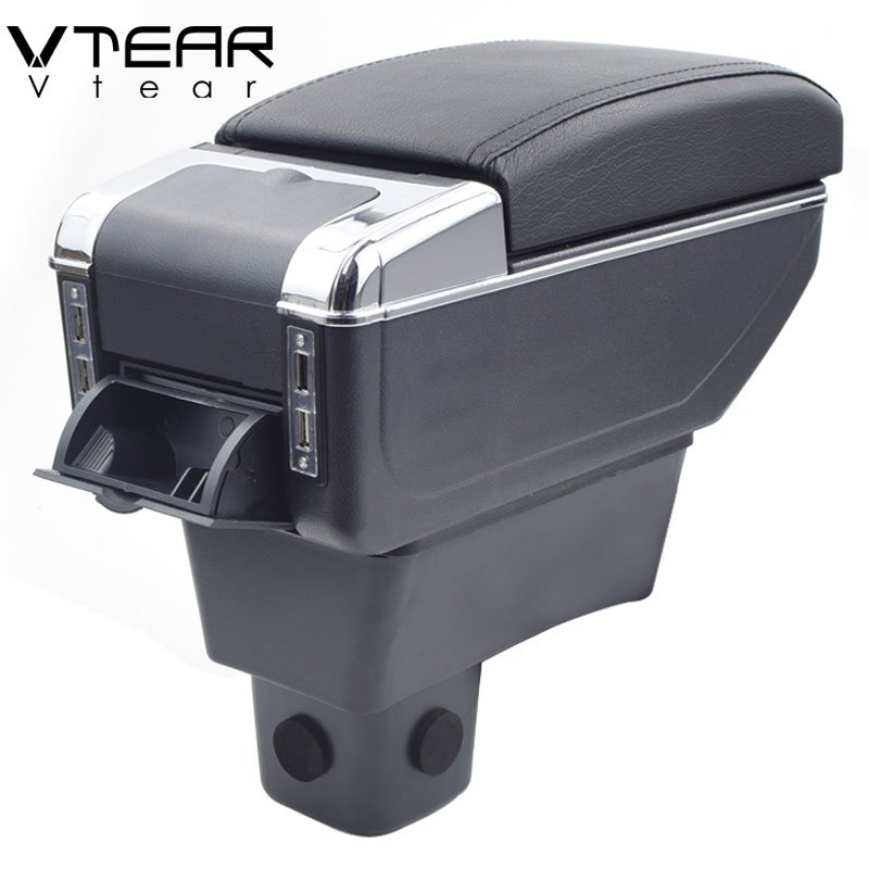 Vtear for Maruti Suzuki Baleno Sigma Armrest Leather USB Interface Storage Box Red Thread Car-styling ABS Arm Rest Accessories