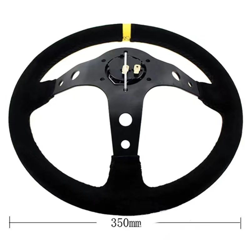 Drift 14Inch Deep Universal Racing Suede Steering Wheel Rally Car JDM Leather Steering Wheel Volantes For VW HONDA TOYOTA BMW