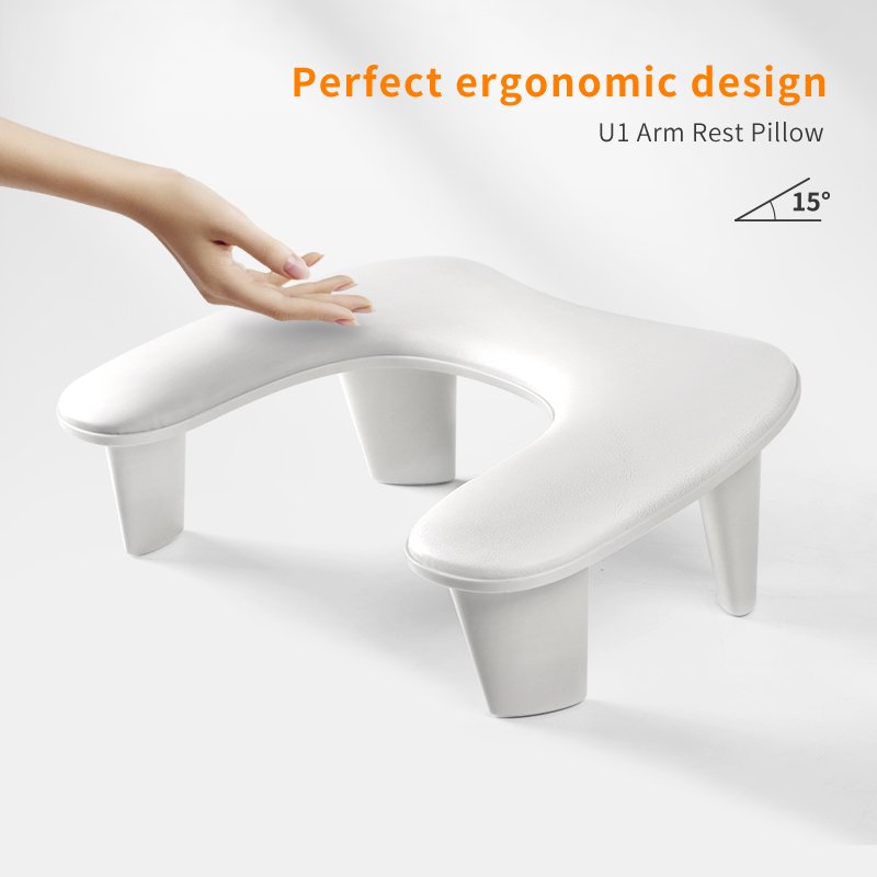 Arm Rest for Nails Tech U-shaped Manicure Nail Arm Rest Stand Big White Armrest Microfiber PU Leather Hand Rest Pillow for Nails