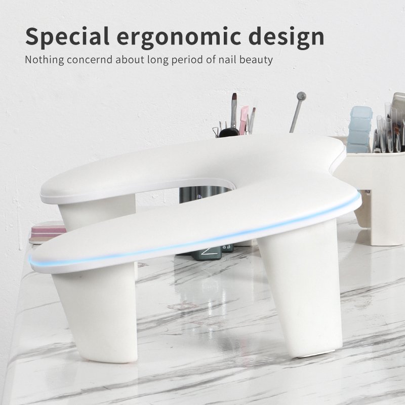 Arm Rest for Nails Tech U-shaped Manicure Nail Arm Rest Stand Big White Armrest Microfiber PU Leather Hand Rest Pillow for Nails