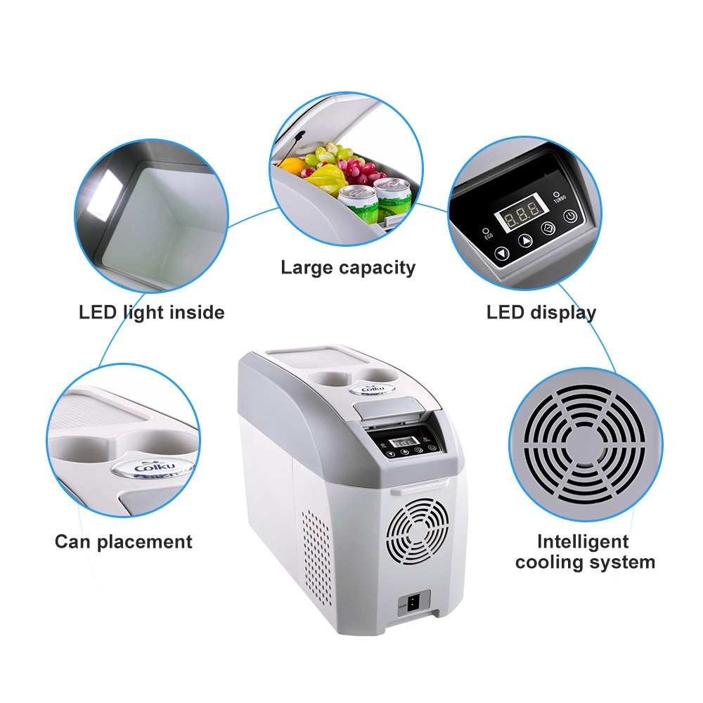 Easy-To-Carry Auto Electronics 10L Mini Car Refrigerator Freezer 12Volts Fridge with Shoulder Belt for Outdoor Camping