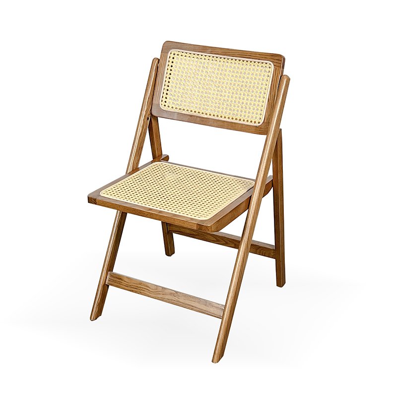 Wholesale Factory Direct Sales Antique Design Modern Reception Cafe Weaving, Outdoor Wood Armrest Dining Chair Folding
