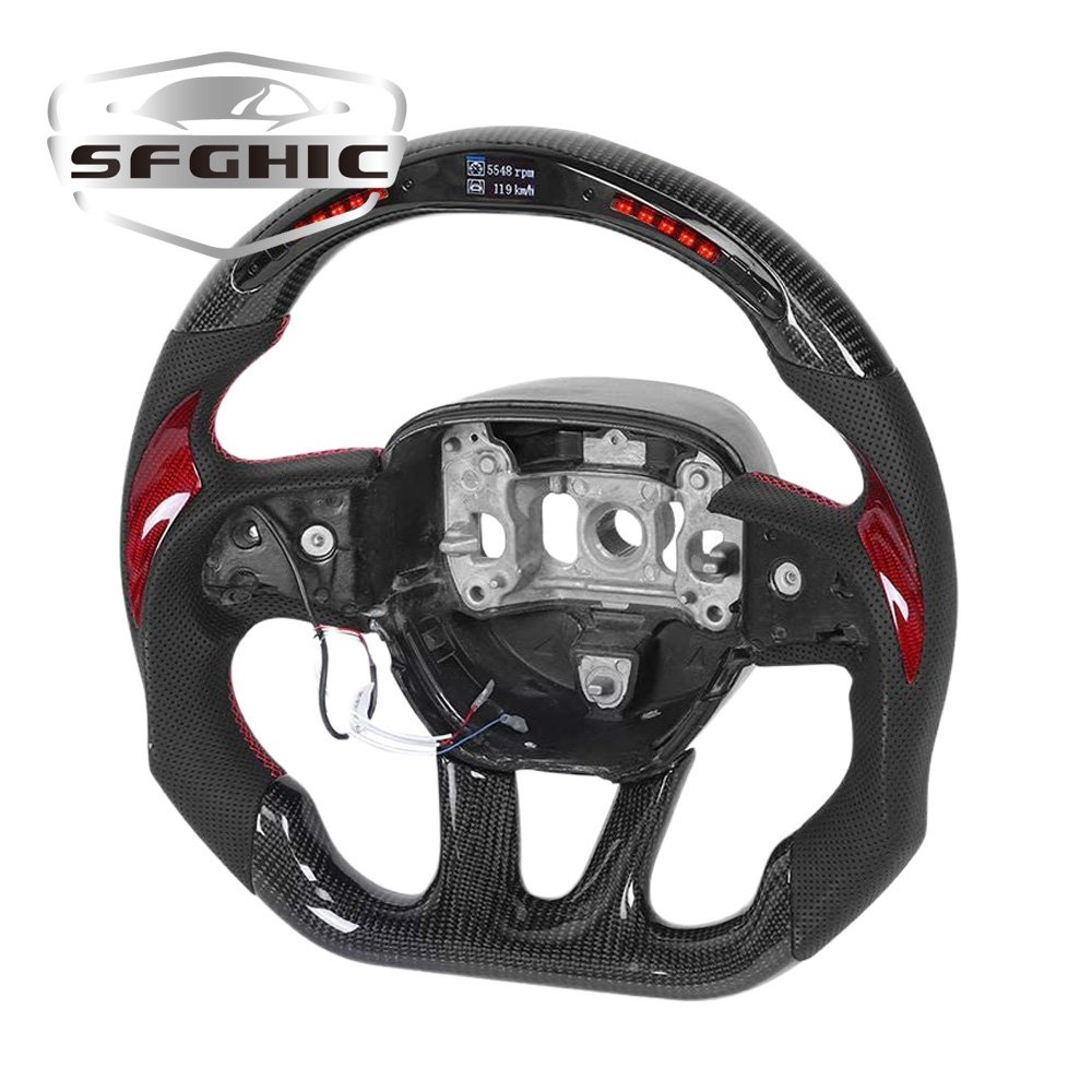 Factory Customized High Quality LED Carbon Fiber Racing Car Steering Wheels For Dodge Challenger Charger SRT HELLCAT 2015-2020