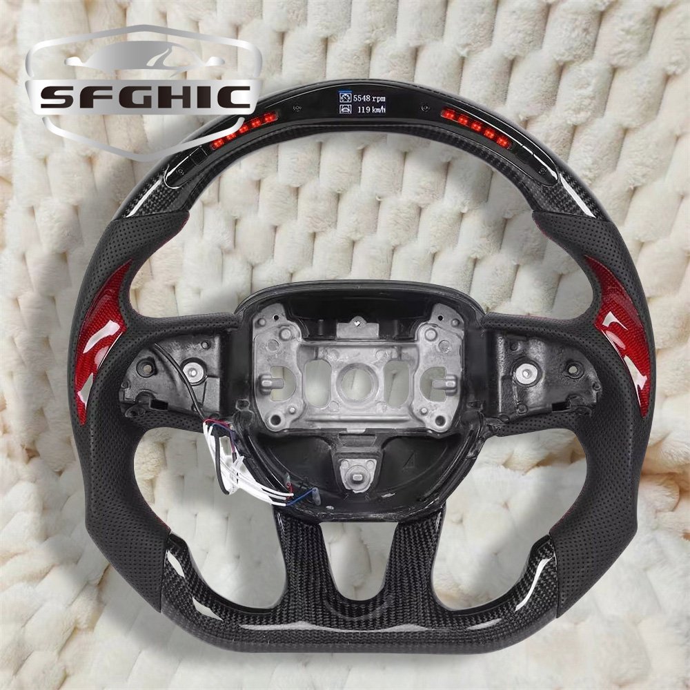 Factory Customized High Quality LED Carbon Fiber Racing Car Steering Wheels For Dodge Challenger Charger SRT HELLCAT 2015-2020