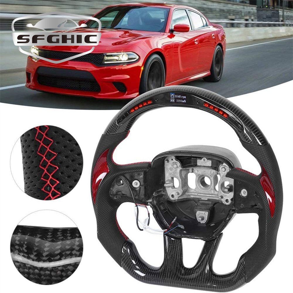 Factory Customized High Quality LED Carbon Fiber Racing Car Steering Wheels For Dodge Challenger Charger SRT HELLCAT 2015-2020
