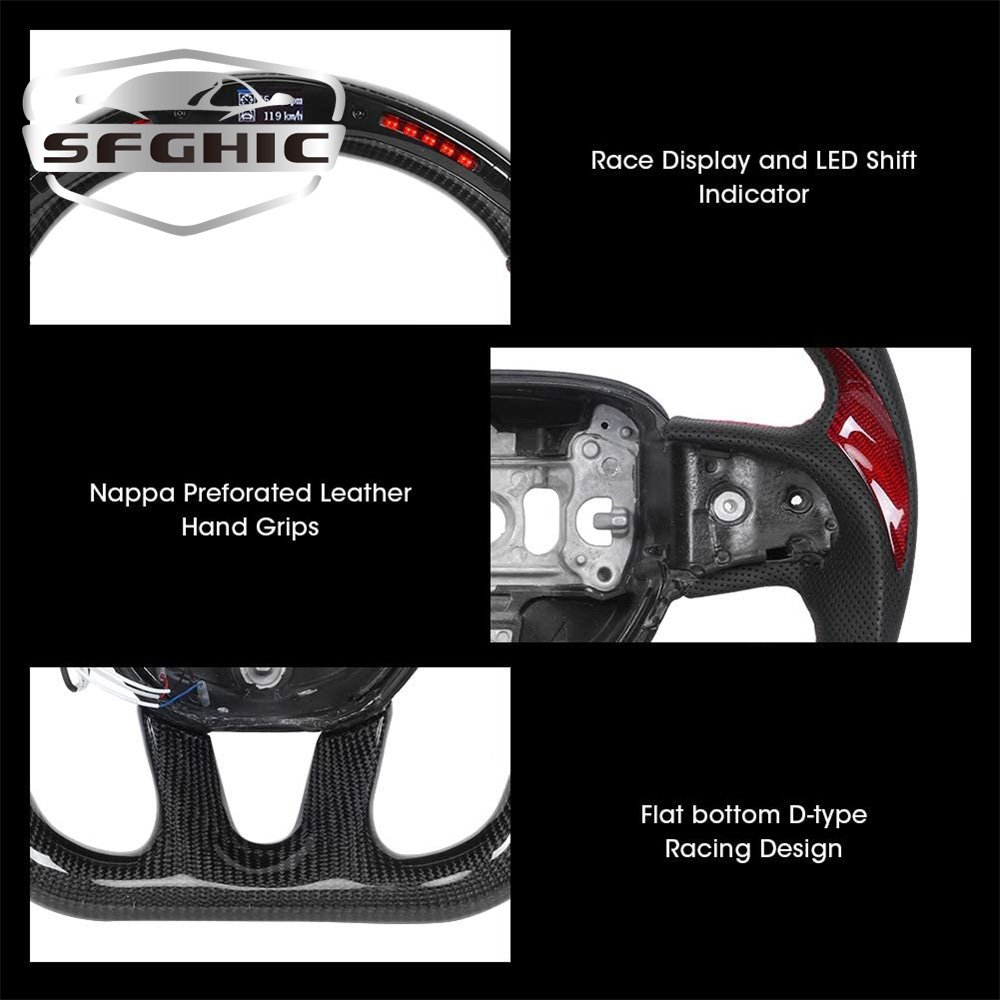 Factory Customized High Quality LED Carbon Fiber Racing Car Steering Wheels For Dodge Challenger Charger SRT HELLCAT 2015-2020