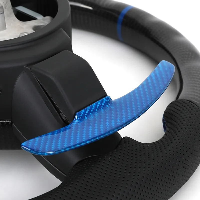 With Blue Shifter Paddle Insert Trim Leather Carbon M Sport Steering Wheel for BMW F10 F30 M3 F80 M4 F82 M5 F90 M8 F92 X3M F97
