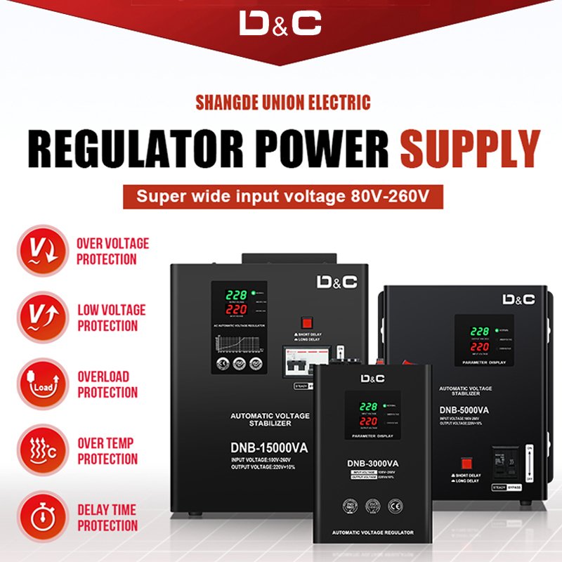 D&C 1000VA 1500VA 2000VA Single Phase Wall Mounted Ac Auto Stabilizer Voltage Regulator for Washing Machine