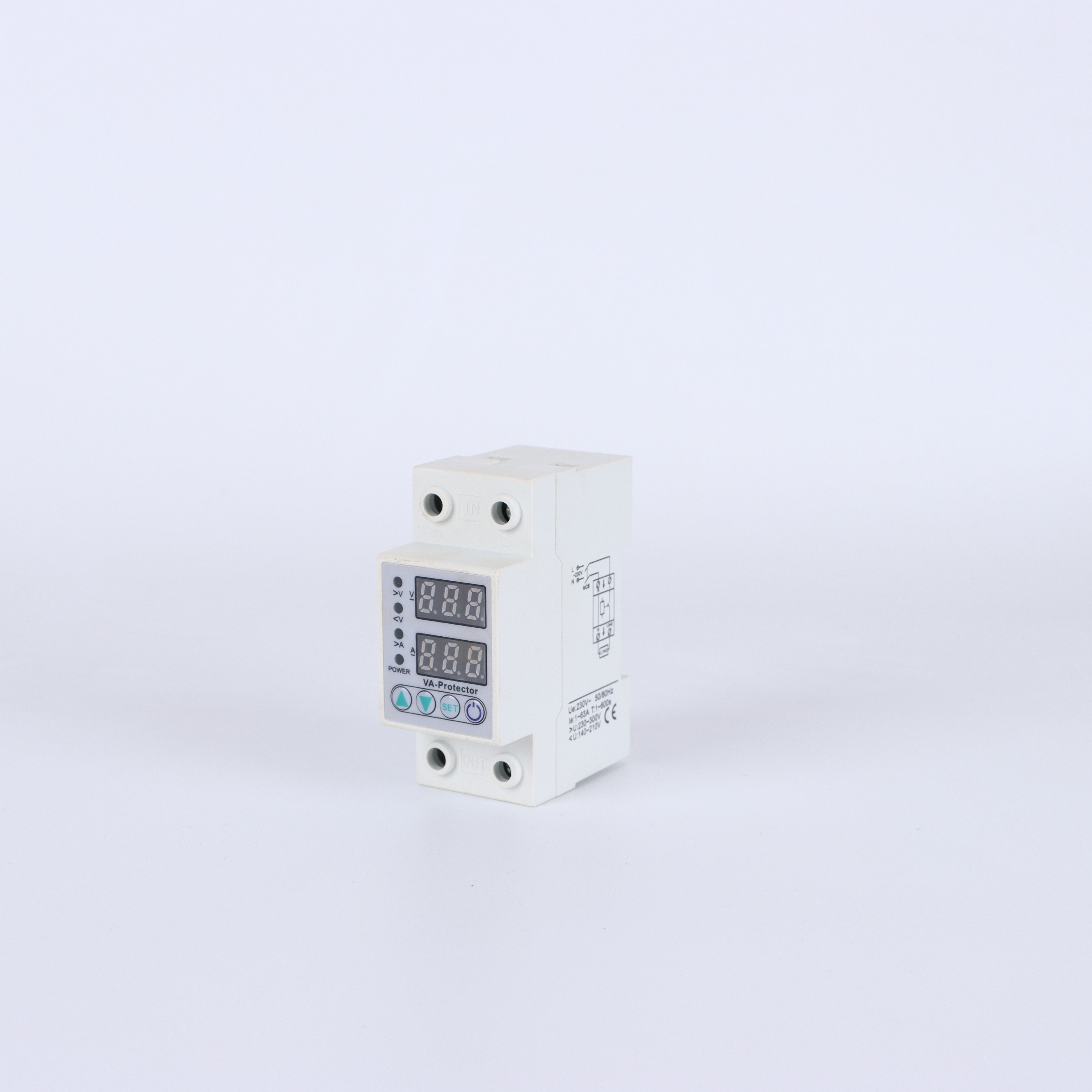 Adjustable 220V 230V 240V Single Phase Protector Relay Auto Recovery Over/Under Voltage Protective Device PVC Material IP65