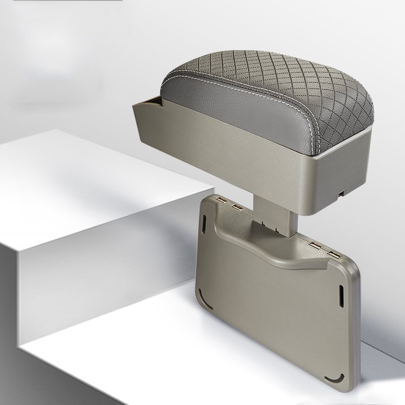 Embroidery Multifunctional Adjustable Car Armrest Box Pu Leather Universal Console Storage Box Arm Rest