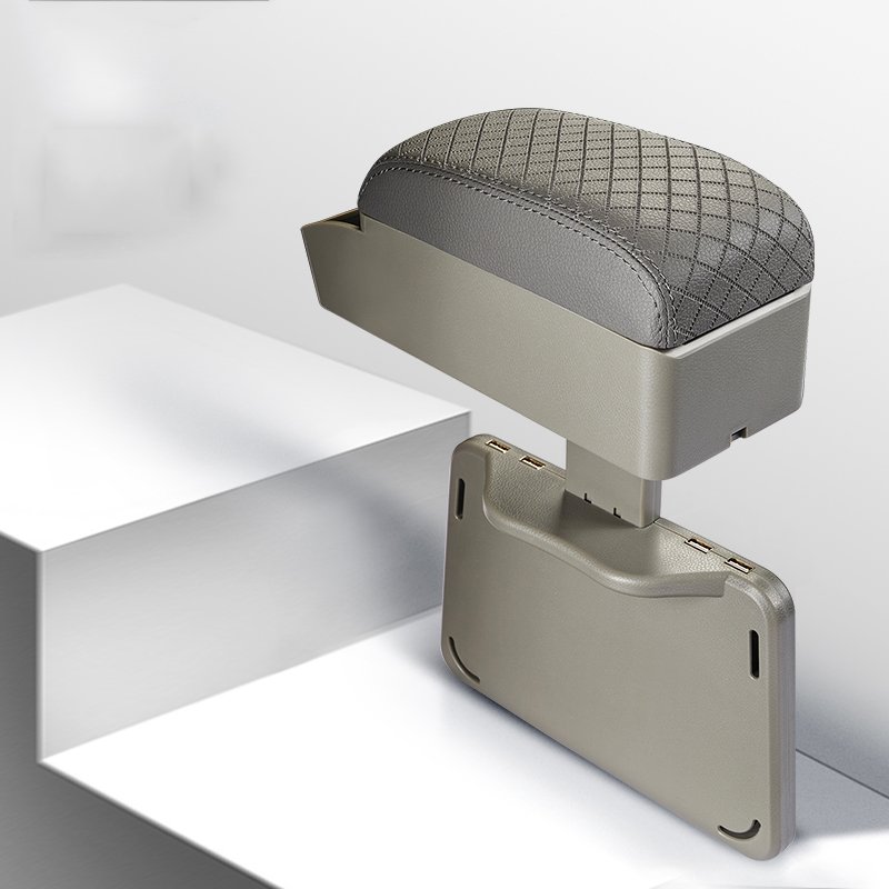 Embroidery Multifunctional Adjustable Car Armrest Box Pu Leather Universal Console Storage Box Arm Rest