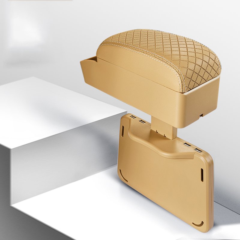 Embroidery Multifunctional Adjustable Car Armrest Box Pu Leather Universal Console Storage Box Arm Rest