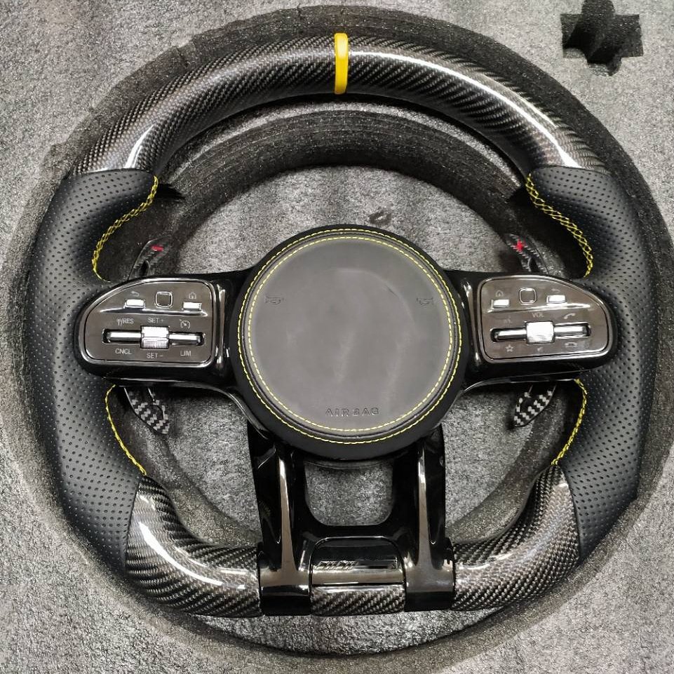 Car Steering Wheel For Mercedes-Benz CLASS W205 W204 W222 W463 W464 AMG GLA GLC CLS CLA Carbon Fiber Steering Wheel