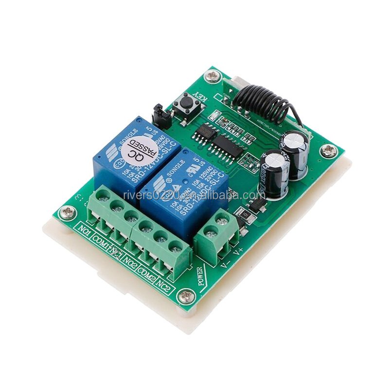 2 Channels DC12V 24V Universal Wireless Remote Control Switch Receiver 433.92 MHz for Roller Shutter Pump Motor