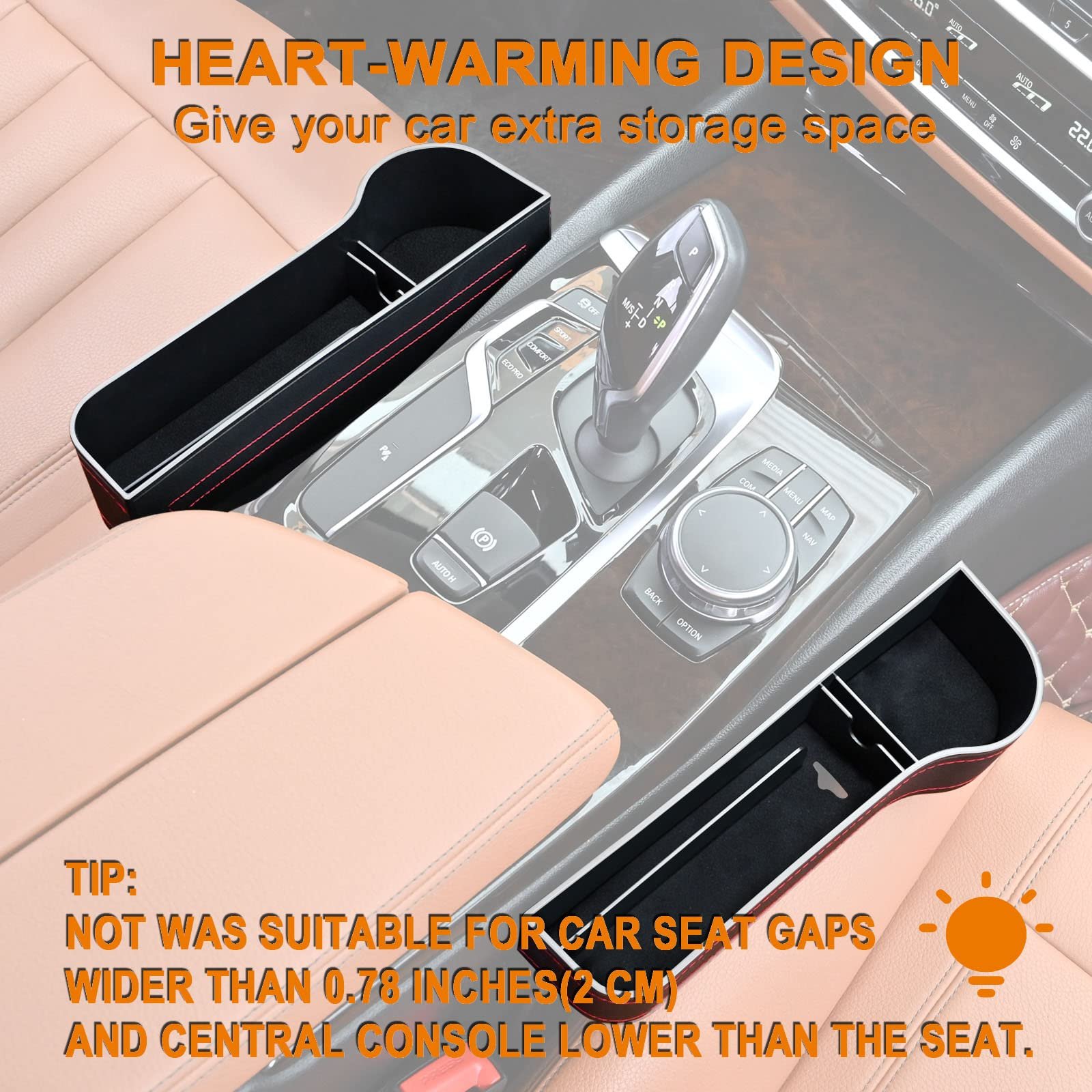 Universal Car Seat Gap Leather Storage Box with Card Phone Holder Pocket Armrest Storage Box Universal for All Cars