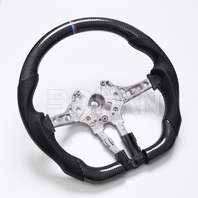 Real Carbon Fiber W/heated D-Type Racing Design Flat Bottom Leather Auto Steering Wheel for BMW (M5 F10/F90) F10 F11 F06 F12 F13