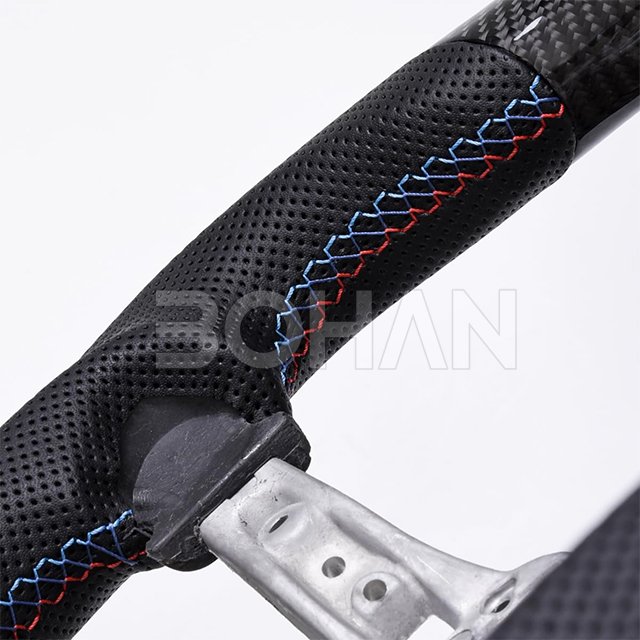 Real Carbon Fiber W/heated D-Type Racing Design Flat Bottom Leather Auto Steering Wheel for BMW (M5 F10/F90) F10 F11 F06 F12 F13