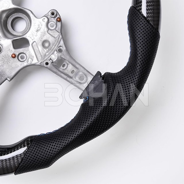 Real Carbon Fiber W/heated D-Type Racing Design Flat Bottom Leather Auto Steering Wheel for BMW (M5 F10/F90) F10 F11 F06 F12 F13