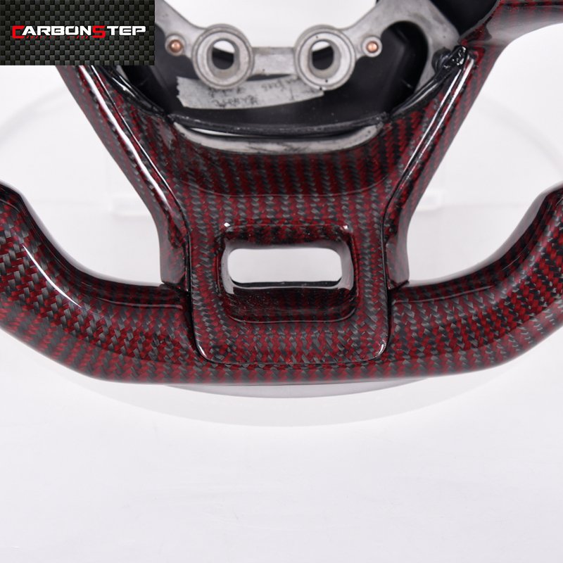 For Kia Real Car Accessories Glossy Carbon Fiber Steering Wheel With Perforated Leather