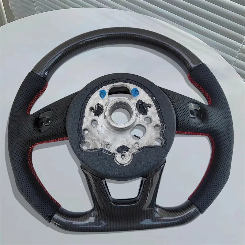 For Audi A3 A4 A5 S3 S4 S5 2017-2022 Carbon Fiber Genuine Leather Flat-Bottomed Steering Wheel Sport Steering Wheel Car Styling