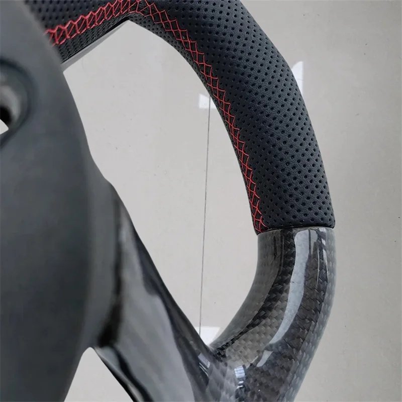 For Audi A3 A4 A5 S3 S4 S5 2017-2022 Carbon Fiber Genuine Leather Flat-Bottomed Steering Wheel Sport Steering Wheel Car Styling