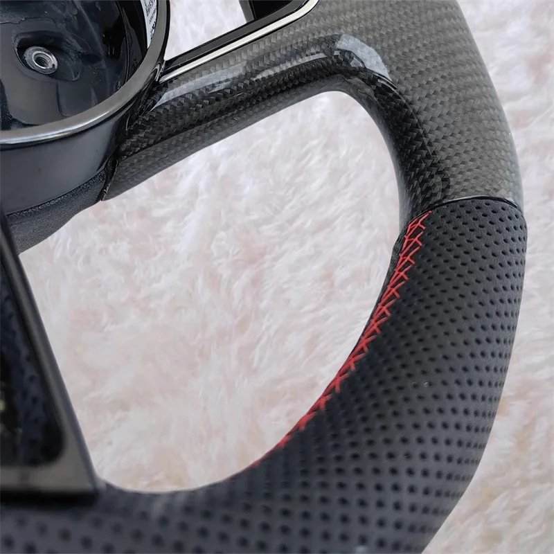 For Audi A3 A4 A5 S3 S4 S5 2017-2022 Carbon Fiber Genuine Leather Flat-Bottomed Steering Wheel Sport Steering Wheel Car Styling