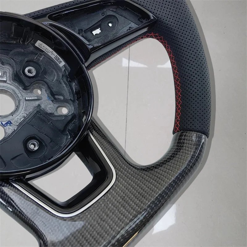 For Audi A3 A4 A5 S3 S4 S5 2017-2022 Carbon Fiber Genuine Leather Flat-Bottomed Steering Wheel Sport Steering Wheel Car Styling
