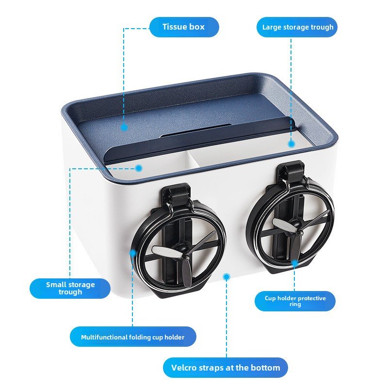 Felaruta Multifunctional New Car Storage Box Plastic Armrest with Water Cup Holder and Tissue Holder Car Accessory