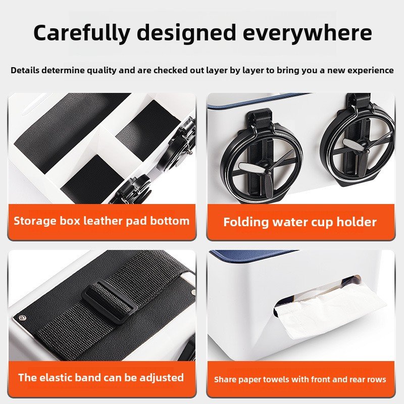 Felaruta Multifunctional New Car Storage Box Plastic Armrest with Water Cup Holder and Tissue Holder Car Accessory