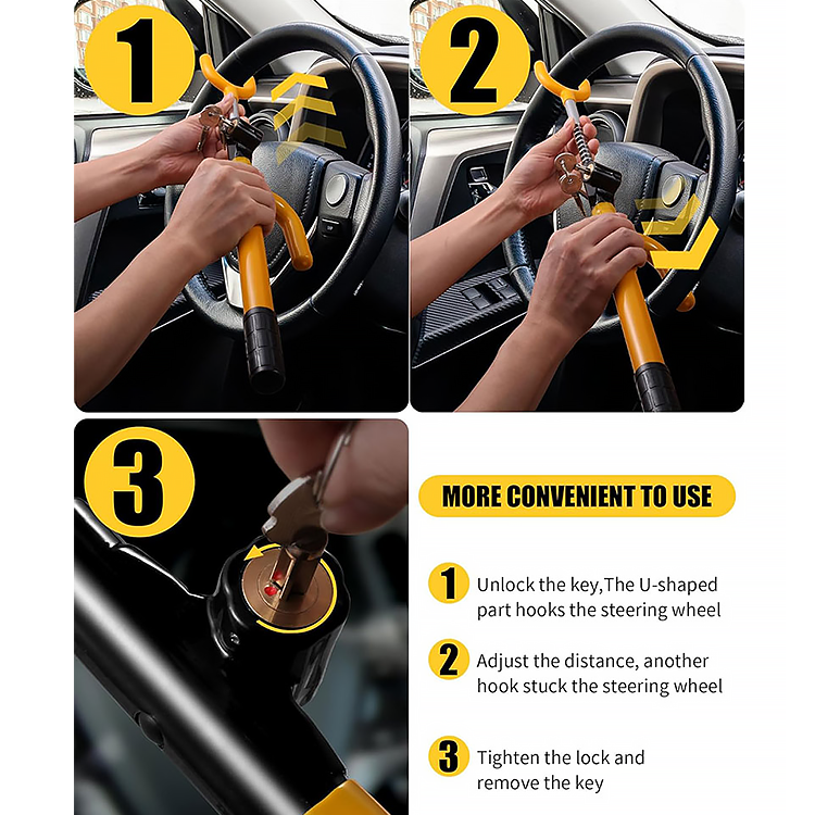 Xiangta Car Anti theft Lock Car Steering Wheel Steel Lock To Safety Belt SUV Car Anti-Theft Lock Security